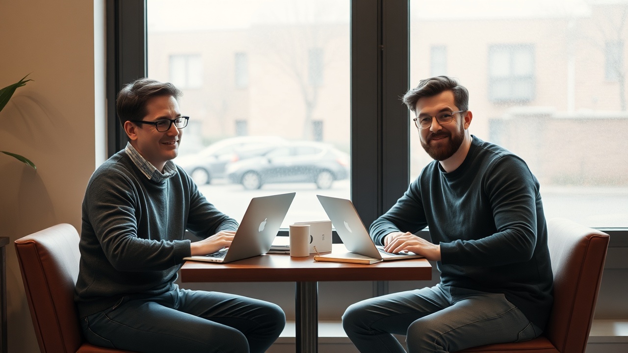 Valido founders Sarah Chen and Marcus Thorne working together in a modern office